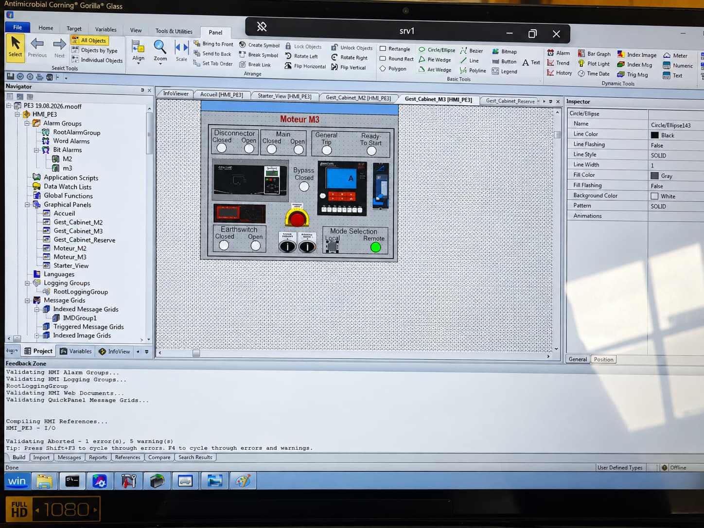 Synoptique HMI de supervision et de commande moteur sur ecran de controle industriel