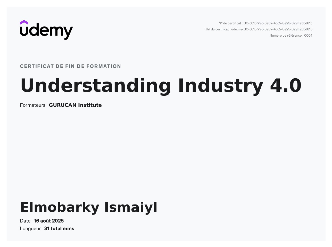 Industry 4.0 certification covering digital transformation and smart manufacturing concepts