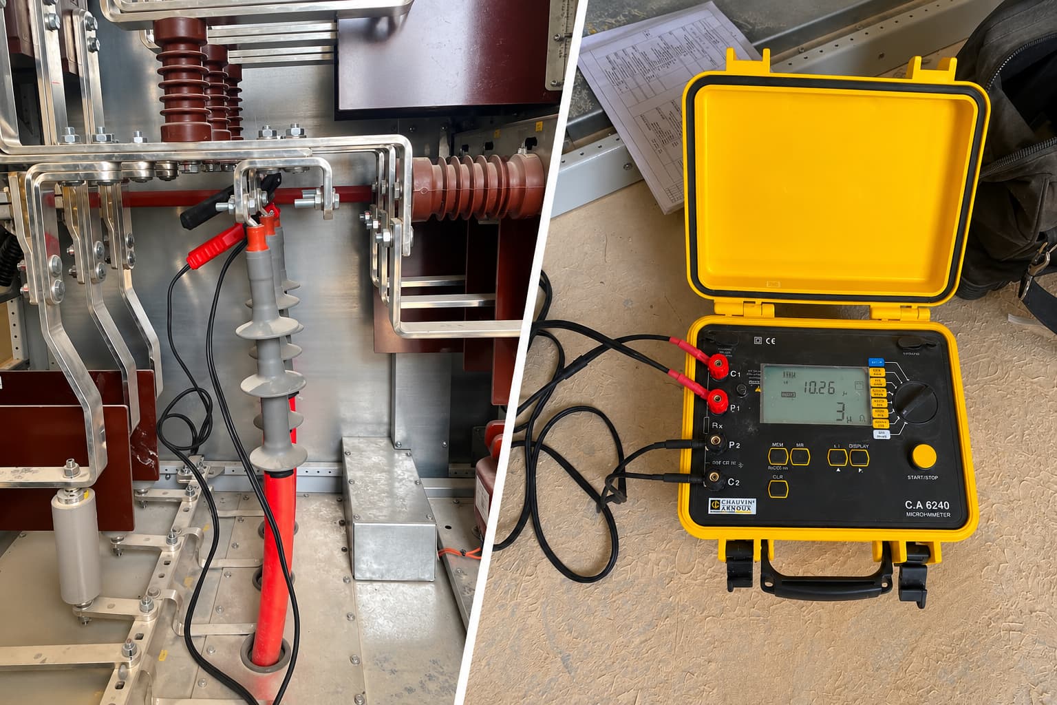 Controle de resistance de contact sur appareillage moyenne tension avec micro-ohmmetre